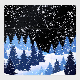 Магнитный плакат 3Х3 с принтом Снежная ночь в зимнем лесу , Полимерный материал с магнитным слоем | 9 деталей размером 9*9 см | christmas | christmas tree | happy new year | merry christmas | new year | snow | snowflakes | tree | белый снег | декабрь | ёлка | елки | зима | зима близко | зимний орнамент | зимний узор | лес | моро | новый год | пейзаж | подарок | природа