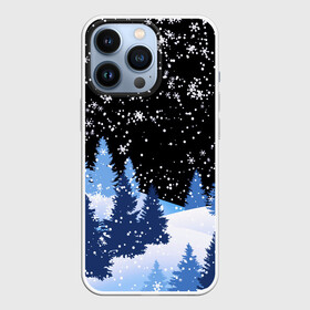 Чехол для iPhone 13 Pro с принтом Снежная ночь в зимнем лесу ,  |  | christmas | christmas tree | happy new year | merry christmas | new year | snow | snowflakes | tree | белый снег | декабрь | ёлка | елки | зима | зима близко | зимний орнамент | зимний узор | лес | моро | новый год | пейзаж | подарок | природа