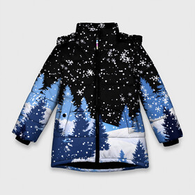 Зимняя куртка для девочек 3D с принтом Снежная ночь в зимнем лесу , ткань верха — 100% полиэстер; подклад — 100% полиэстер, утеплитель — 100% полиэстер. | длина ниже бедра, удлиненная спинка, воротник стойка и отстегивающийся капюшон. Есть боковые карманы с листочкой на кнопках, утяжки по низу изделия и внутренний карман на молнии. 

Предусмотрены светоотражающий принт на спинке, радужный светоотражающий элемент на пуллере молнии и на резинке для утяжки. | christmas | christmas tree | happy new year | merry christmas | new year | snow | snowflakes | tree | белый снег | декабрь | ёлка | елки | зима | зима близко | зимний орнамент | зимний узор | лес | моро | новый год | пейзаж | подарок | природа