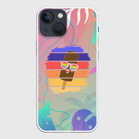 Чехол для iPhone 13 mini с принтом Эскимо в Тропиках ,  |  | bright colors | ice cream | palm trees | popsicle | popular | top | trending | tropics | в топе | в тренде | мороженое | пальмы | популярные | тропики | эскимо | яркие цвета