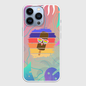 Чехол для iPhone 13 Pro с принтом Эскимо в Тропиках ,  |  | bright colors | ice cream | palm trees | popsicle | popular | top | trending | tropics | в топе | в тренде | мороженое | пальмы | популярные | тропики | эскимо | яркие цвета