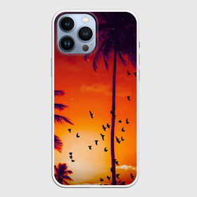 Чехол для iPhone 13 Pro Max с принтом РАЙСКОЕ НАСЛАЖДЕНИЕ ,  |  | закат | лето | лучи | небо | отдых | пальмы | пляж | птицы | солнце