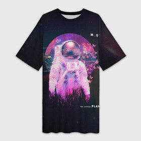 Платье-футболка 3D с принтом Vaporwave Astral Astronaut Collage ,  |  | butterfly | galaxy | matrix | melting | nasa | neon | portal | space | wireframe | астрал | астронавт | бабочки | баттерфляй | галактика | геометрия | каркас | коллаж | космонавт | космос | матрица | наса | неон | нил армстронг