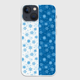 Чехол для iPhone 13 mini с принтом Снежинки (зимняя пора) ,  |  | Тематика изображения на принте: merry christmas | дед мороз | ёлка | зима | мороз | новый год | подарок | праздник | рождество | с новым годом | сантаклаус | снег | снеговик | снегурочка | снежинки | снежные узоры | узоры
