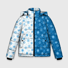 Зимняя куртка для мальчиков 3D с принтом Снежинки (зимняя пора) , ткань верха — 100% полиэстер; подклад — 100% полиэстер, утеплитель — 100% полиэстер | длина ниже бедра, удлиненная спинка, воротник стойка и отстегивающийся капюшон. Есть боковые карманы с листочкой на кнопках, утяжки по низу изделия и внутренний карман на молнии. 

Предусмотрены светоотражающий принт на спинке, радужный светоотражающий элемент на пуллере молнии и на резинке для утяжки | merry christmas | дед мороз | ёлка | зима | мороз | новый год | подарок | праздник | рождество | с новым годом | сантаклаус | снег | снеговик | снегурочка | снежинки | снежные узоры | узоры