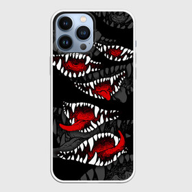 Чехол для iPhone 13 Pro Max с принтом Атака вампиров ,  |  | attack of the vampires | darkness | fangs | happy halloween | holiday | jaws | red tongues | атака вампиров | клыки | красные языки | мрак | праздник | хэллоуин | челюсти