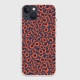 Чехол для iPhone 13 с принтом Абстракция квадраты и круги ,  |  | abstraction | shapes | squares | абстракция | квадраты | круги | оранжевый | принт | серый | фигуры | черный