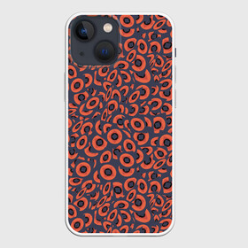 Чехол для iPhone 13 mini с принтом Абстракция квадраты и круги ,  |  | abstraction | shapes | squares | абстракция | квадраты | круги | оранжевый | принт | серый | фигуры | черный