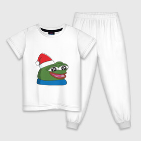 Детская пижама хлопок с принтом Pepe, pepe happy, Пепе хеппи, pepe happy new year , 100% хлопок |  брюки и футболка прямого кроя, без карманов, на брюках мягкая резинка на поясе и по низу штанин
 | frog pepe | happy | happy new year | mem | meme | peepo | pepe | pepe happy | pepe happy new year | лягушка пепе | лягушонок | лягушонок пепе | пепе хеппи | хеппи