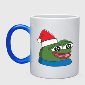 Кружка хамелеон с принтом Pepe, pepe happy, Пепе хеппи, pepe happy new year , керамика | меняет цвет при нагревании, емкость 330 мл | Тематика изображения на принте: frog pepe | happy | happy new year | mem | meme | peepo | pepe | pepe happy | pepe happy new year | лягушка пепе | лягушонок | лягушонок пепе | пепе хеппи | хеппи