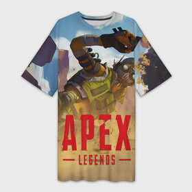 Платье-футболка 3D с принтом Октейн в деле ,  |  | Тематика изображения на принте: apex | apex legends | battle royal | game | games | батл роял | игра | игры | орех