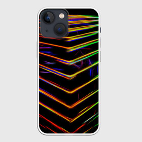 Чехол для iPhone 13 mini с принтом Неоновый угол ,  |  | неон | полосы | техно | черный | яркий