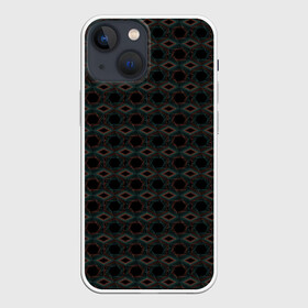 Чехол для iPhone 13 mini с принтом Абстракция из многоугольников и линий ,  |  | abstraction | lines | polygons | абстракция | бирюзовый | коричневый | линии | многоугольники | молодежный | фигуры | черный