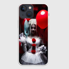 Чехол для iPhone 13 mini с принтом Плохая девочка с красными шарами ,  |  | bad girl | balloons | blonde | clown | girl | halloween | happy halloween | holiday | red | white dress | witch | белое платье | блондинка | ведьма | воздушные шары | девушка | клоун | красные | праздник | хэллоуин