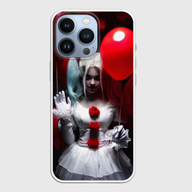 Чехол для iPhone 13 Pro с принтом Плохая девочка с красными шарами ,  |  | bad girl | balloons | blonde | clown | girl | halloween | happy halloween | holiday | red | white dress | witch | белое платье | блондинка | ведьма | воздушные шары | девушка | клоун | красные | праздник | хэллоуин