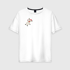 Женская футболка хлопок Oversize с принтом Новогодний Олень , 100% хлопок | свободный крой, круглый ворот, спущенный рукав, длина до линии бедер
 | deer | merry christmas | веселого рождества | минимализм | рождество