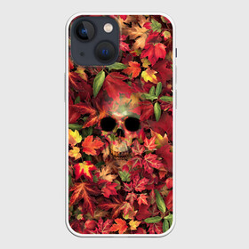 Чехол для iPhone 13 mini с принтом Осенний череп ,  |  | halloween | клен | кленовые | листья | осень | скелет | хеллоуин | череп