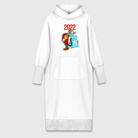 Платье удлиненное хлопок с принтом Тигр и снеговик 2022 ,  |  | 2022 | год тигра | новый год | новый год 2022 | символ года | тигр | тигренок | тигрица | тигры