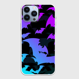 Чехол для iPhone 13 Pro Max с принтом ЛЕТУЧИЕ МЫШИ ХЕЛЛОУИН НЕОН   HALLOWEEN NEON ,  |  | bats | bones | ghost | halloween | night | pumpkin | skull | кости | летучие мыши | ночь | приведение | призрак | скелет | тыква | хеллоуин | хоррор | хэллоуин