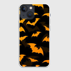 Чехол для iPhone 13 mini с принтом ЛЕТУЧИЕ МЫШИ НОЧЬ ХЕЛЛОУИН   HALLOWEEN NIGHT BATS ,  |  | bats | bones | ghost | halloween | night | pumpkin | skull | кости | летучие мыши | ночь | приведение | призрак | скелет | тыква | хеллоуин | хоррор | хэллоуин