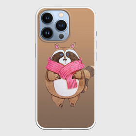 Чехол для iPhone 13 Pro с принтом акварельный енотик ,  |  | Тематика изображения на принте: raccoon cartoon animal | акварель | детский | енот | мультипликационный персонаж | мультяшка | ребенок | рисунок