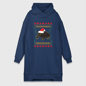 Платье-худи хлопок с принтом Рождественский свитер Жаба ,  |  | christmas | ugly sweater | африканская лягушка | дождевая лягушка | жаба | зима | зимний | лягушка | новый год | рождественский свитер | рождество | уродливый свитер | черная лягушка