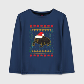 Детский лонгслив хлопок с принтом Рождественский свитер Жаба , 100% хлопок | круглый вырез горловины, полуприлегающий силуэт, длина до линии бедер | christmas | ugly sweater | африканская лягушка | дождевая лягушка | жаба | зима | зимний | лягушка | новый год | рождественский свитер | рождество | уродливый свитер | черная лягушка
