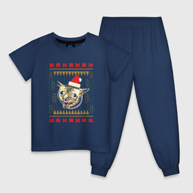 Детская пижама хлопок с принтом Рождественский свитер кашляющий кот , 100% хлопок |  брюки и футболка прямого кроя, без карманов, на брюках мягкая резинка на поясе и по низу штанин
 | Тематика изображения на принте: christmas | coughing cat | ugly sweater | вечеринка | кашляющий кот | кот мем | котик | новогодние праздники | новый год | рождественский свитер | рождество | уродливый свитер