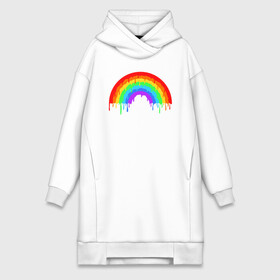 Платье-худи хлопок с принтом Colors of rainbow ,  |  | colors | paint | rainbow | краска | радуга | цвета радуги