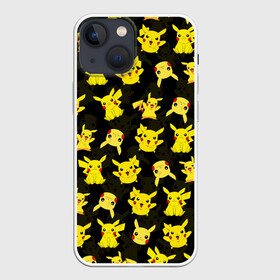 Чехол для iPhone 13 mini с принтом ПИКАЧУ ПАТТЕРН   PIKA PIKACHU ,  |  | Тематика изображения на принте: flash | pika | pika pika | pikachu | pokemon | аниме | детектив пикачу | молнии | пика | пикачу | покемон