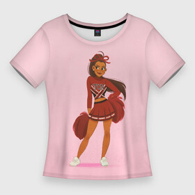 Женская футболка 3D Slim с принтом Черлидерша Ариана ,  |  | Тематика изображения на принте: ariana grande | pop | rap | rep | ариана гранде | исполнители | исполнитель | музыка | поп | попса | реп