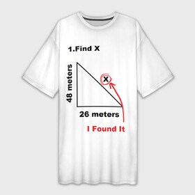 Платье-футболка 3D с принтом Как у Тома Холланда) ,  |  | Тематика изображения на принте: find x | i found x | мем | найти x | прикол | теорема пифагора | том холланд