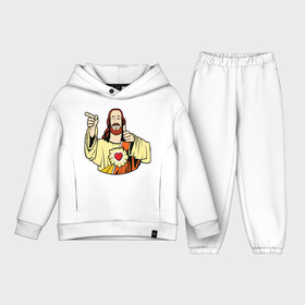 Детский костюм хлопок Oversize с принтом Smile Jesus ,  |  | good | heart | jesus | smile | исус | сердце | смаил | смайл | улыбка
