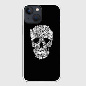 Чехол для iPhone 13 mini с принтом Череп из котов ,  |  | bone | cat | cats | dark | halloween | mystic | night | skeleton | skull | кость | кот | коты | кошки | мистика | ночь | скелет | тьма | хэллоуин | череп