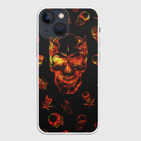 Чехол для iPhone 13 mini с принтом Огненные черепа | Carbon ,  |  | carbon | fire | halloween | nofun | skull | огненные черепа | хелоуин | череп в огне