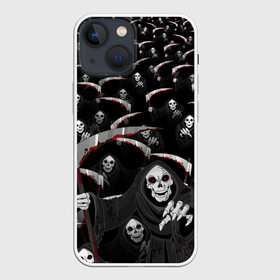 Чехол для iPhone 13 mini с принтом Жнецы идут ,  |  | halloween | коса | с косой | скелет | толпа | хэллоуин | череп