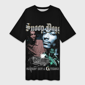 Платье-футболка 3D с принтом Snoop Doggy Dogg ,  |  | black | calvin | dogg | gangsta | hip hop | music | rap | snoop | usa | гангстер | дог | крутой | музыка | рэп | снуп | сша | хип хоп