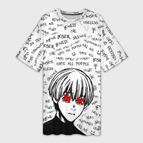 Платье-футболка 3D с принтом DEAD INSIDE MODE ,  |  | 1000 7 | anime | dead inside | depression | drain | zxc | zxcursed | аниме | дед инсайд | дэд инсайд | курсед | токийский гуль