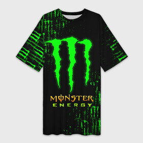 Платье-футболка 3D с принтом MONSTER ENERGY NEON  МОНСТЕР НЕОН ,  |  | monster | monster energy | монстер | монстер енерджи | монстер енэрджи | монстер энерджи | неон | энергетик | энергетический напиток