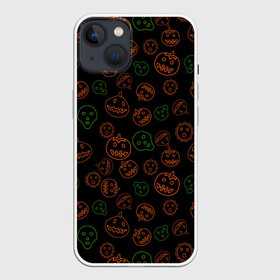 Чехол для iPhone 13 с принтом Хэллоуин  тыквы и корона ,  |  | alien | black | contours | coronavirus | covid | funny | ghost | green | halloween | horror | monster | orange | pumpkins | scary | skull | жуть | забавно | зеленый | инопланетянин | ковид | контуры | коронавирус | монстр | оранжевый | привидение | страшн