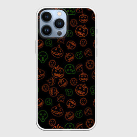 Чехол для iPhone 13 Pro Max с принтом Хэллоуин  тыквы и корона ,  |  | alien | black | contours | coronavirus | covid | funny | ghost | green | halloween | horror | monster | orange | pumpkins | scary | skull | жуть | забавно | зеленый | инопланетянин | ковид | контуры | коронавирус | монстр | оранжевый | привидение | страшн