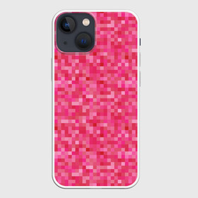 Чехол для iPhone 13 mini с принтом Цикламеновая пиксельная абстракция ,  |  | pixel | pixel art | абстракция | красный | пиксели | пиксель | пиксель арт | пиксельный | розовый | цикламен