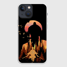 Чехол для iPhone 13 mini с принтом Леви и титан ,  |  | Тематика изображения на принте: акерман | атака титанов | звереподобный титан | леви | силуэт титана