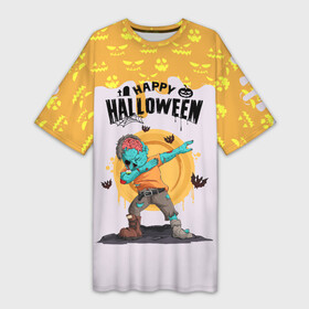 Платье-футболка 3D с принтом Dab Zombie Halloween ,  |  | dab | dab zombie | halloween | haloween | zombie halloween | дэб | зомби на хэллоуин | зомби хеллоин | зомби хэллоуин | хеллоин | хеллоуин | хелоин | хелоуин | хэллоин | хэллоуин | хэлоин | хэлоуин