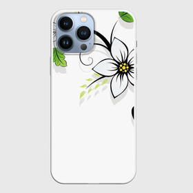 Чехол для iPhone 13 Pro Max с принтом Цветочная композиция с бабочками ,  |  | бабочка | ветка | лист | природа | узор | цветы