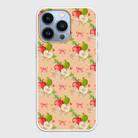 Чехол для iPhone 13 Pro с принтом Яблоки паттерн ,  |  | Тематика изображения на принте: лето | огород | сад | фрукты | яблоки | яблочный сад
