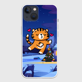 Чехол для iPhone 13 с принтом Влюбленный тигренок с сердечками ,  |  | 2022 | год тигра | новый год | новый год 2022 | символ года | тигр | тигренок | тигрица | тигры
