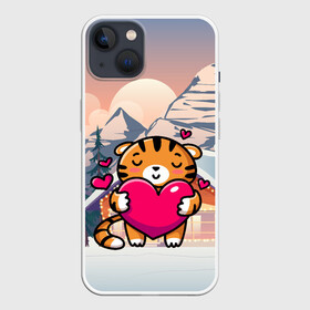 Чехол для iPhone 13 с принтом Тигренок   любовь ,  |  | 2022 | год тигра | новый год | новый год 2022 | символ года | тигр | тигренок | тигрица | тигры