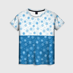 Женская футболка 3D с принтом Светло Тёмные Снежинки , 100% полиэфир ( синтетическое хлопкоподобное полотно) | прямой крой, круглый вырез горловины, длина до линии бедер | merry christmas | дед мороз | ёлка | зима | мороз | новый год | подарок | праздник | рождество | с новым годом | сантаклаус | снег | снеговик | снегурочка | снежинки | снежные узоры | узоры