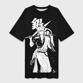 Платье-футболка 3D с принтом Гинтоки Саката держит меч Гинтама ,  |  | anime | gentama | gintama | gintoki | аниме | гентама | гинтама | гинтоки